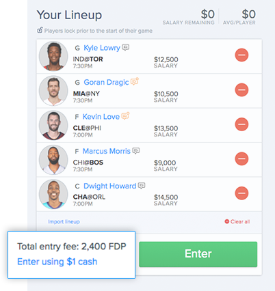 FanDuel Points Screenshot